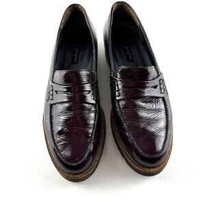 Paul Green Burgundy Patent Leather Loafers Sz 8 Lug Sole